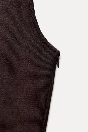 Zara NWT 2025 collection BLACK/BROWN sleeveless BELTED KNIT MINI DRESS S thumbnail 9
