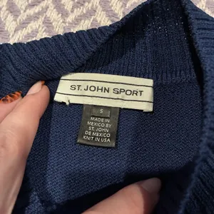 St.John Sport Sz S Blue White Santana Knit Zip-Up Jacket Blazer Sweater See Pics thumbnail 11