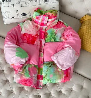 BECCI Pink Printed Puffer Jacket in XS thumbnail 1