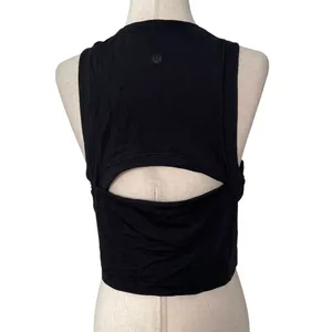 Lululemon Black Open Back Crop Top Women Size 4 | 65-25 thumbnail 2