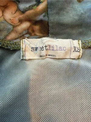 Sweet Lilac XS Cherub Angel Print Sheer Mesh Mock Neck Long Sleeve Top thumbnail 8