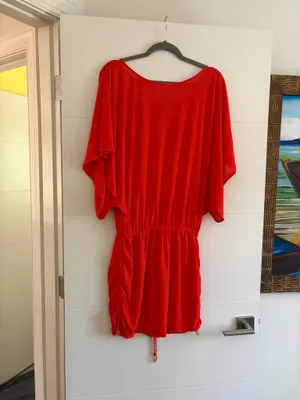 Luli Fama Bright Red Beach Dress/Coverup thumbnail 4