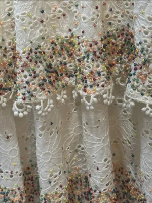 Farm Rio Cotton Beaded Eyelet Mini Dress Size small thumbnail 8