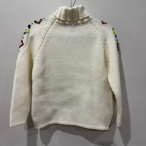 American Vintage Vtg 70's Crewel Embroidered Knit Sweater Dayne Taylor White Turtleneck,‎ Small thumbnail 5