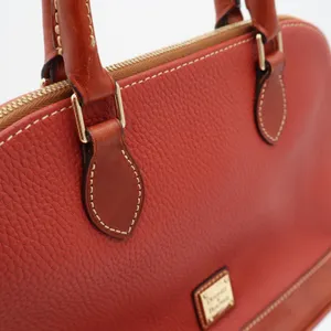 Dooney & Bourke Satchel Womens Medium Zip Zip Pebbled Leather Orange Excellent thumbnail 6