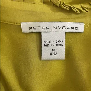 Peter Nygard Women Smocked Top M Chartreuse Flowy Short‎ Sleeve Empire Blouse thumbnail 6