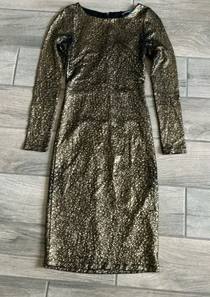 Alice and Olivia golden dress thumbnail 1