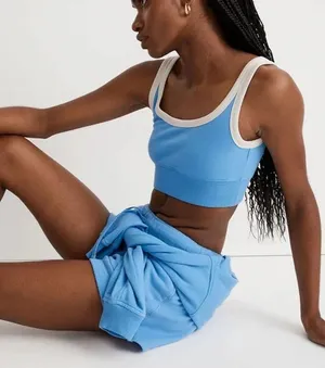 Madewell Terry Ribbed Bralette Crop Top Blue Athleisure Active Casual XS NWT thumbnail 4