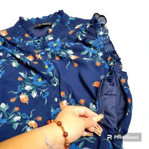 Lulu's‎ Blue Floral Mock Neck Dress thumbnail 6