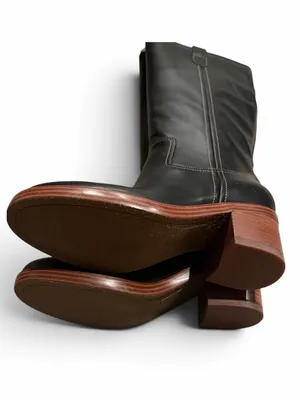 Nine West Hecee Block Heel Tailored Leather Boots in Black, Size 8, NEW $229 thumbnail 4