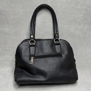 Black Padlock Faux Leather Satchel Handbag Purse Gold Padlock‎ Detail Medium thumbnail 2