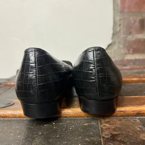 Vintage Talbots Black Croc Embossed Leather Loafers Size 7 90s Minimalist thumbnail 9