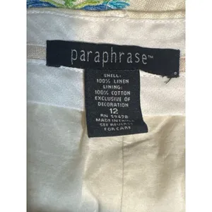 Paraphrase Linen Pants Womens 12 Ivory Embroidered Dragonfly Wide Leg Crop thumbnail 8