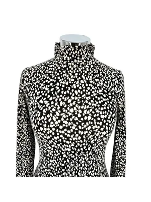 & Other Stories High Neck Speckled Pebble Print Shirt Black White Size Small thumbnail 2