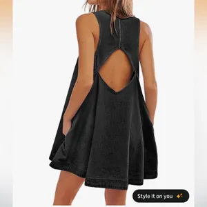 Casual Denim Black Dress thumbnail 3