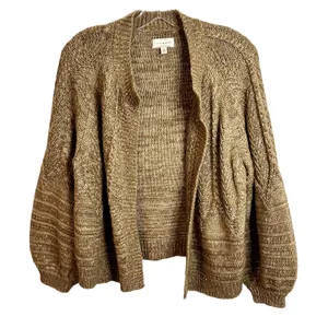 Lucky Brand Balloon Sleeve Open Cardigan Womens Size Small Wool Blend Camel thumbnail 2