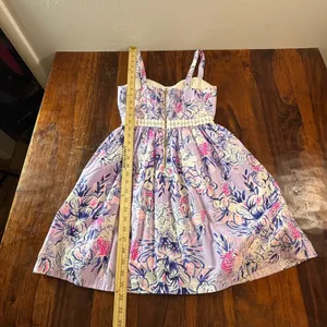 Lilly Pulitzer Purple Floral Elephant Print Cotton Fit Flare Dress 00 Sweetheart thumbnail 8