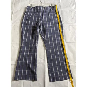 A‎ New Day Plaid Pants Sz 14 Navy Blue Windowpane Stretch Pull On Trousers Work thumbnail 8