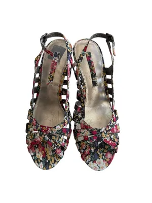 BANDOLINO Floral Peeptoe Slingback Heels Size 7 thumbnail 2