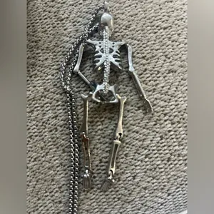 Silver color Skeleton Pendant Necklace thumbnail 2