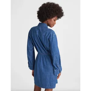 Madewell Denim Pleated Mini Shirtdress Bouvier Wash Blue Long Sleeve US 8 NWT thumbnail 4