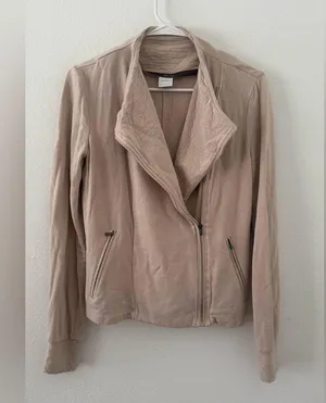 Max Mara Leisure Moto Zip Up Jacket Beige Athleisure NO SIZE TAG thumbnail 2