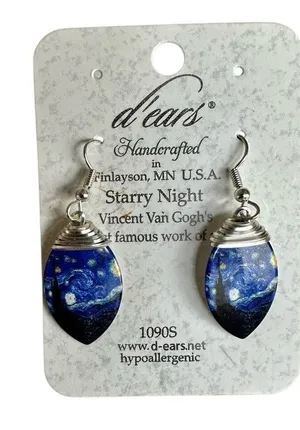 d’ears “Starry Night” Earrings – Vincent Van Gogh Artwork thumbnail 1