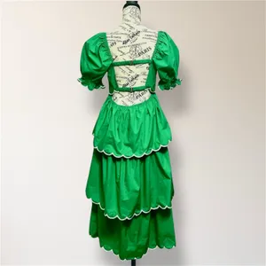 Anthropologie English Factory Green Tiered Maxi Dress Puff Sleeve Autumn Wedding thumbnail 5