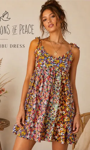 Patrons of Peace Malibu floral Dress XS Coastal Cowgirl 90s Boho Romantic Garden thumbnail 1