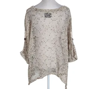 Keren Hart Natural Loose Knit Cardigan with Oversized Button Detail Size XXL thumbnail 2