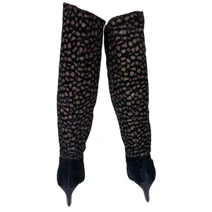 Nina Black & Brown Spotted Genuine Suede Pull On Knee High Boots (5.5) thumbnail 4