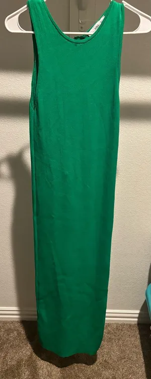 Mango Bright Green Knit Tank Dress thumbnail 1