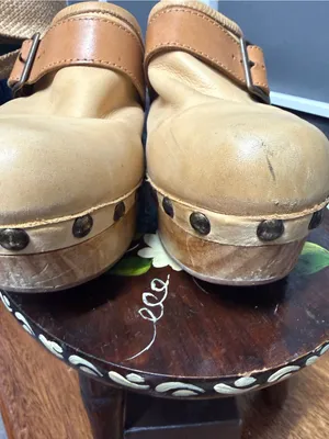 Free People Culver City Clog Leather Tan Clog Mules with Buckle thumbnail 6