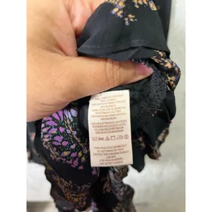 Free People Black Floral Mini Dress Boho Indie Sleaze Witchy‎ Romantic Grunge SM thumbnail 5