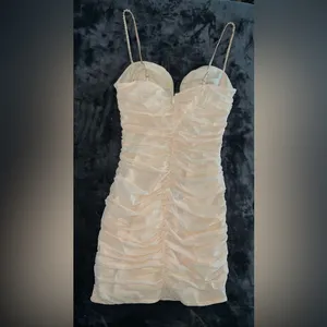 Oh Polly Never Too Late Mini Dress in Beige Size 6 thumbnail 11