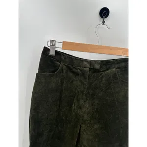 Caslon Womens Green Suede Leather Pants High Waisted Straight Leg Size‎ 4 thumbnail 4