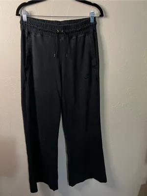 Nike Black Jersey Knit Wide Leg Pull On Athleisure Lounge Travel Pants thumbnail 2