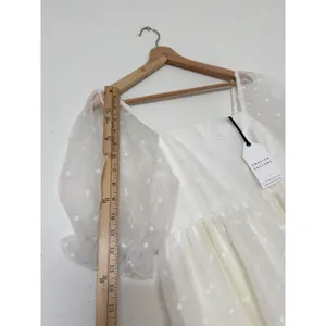 English Factory White Polka Dot Tulle Mini Dress M Cottagecore Puff Sleeve NWT thumbnail 13