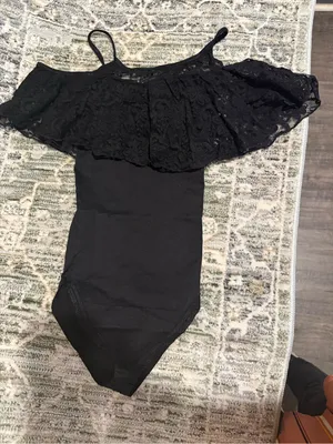 Black Lace Off Shoulder Bodysuit Size S NWT thumbnail 5
