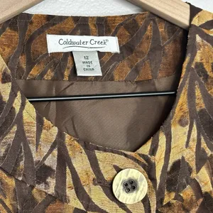 COLDWATER CREEK Size 12 Animal Print Brown Jacket Blazer Tiger Boho City Glam thumbnail 4