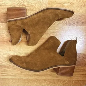 STEVE MADDEN Ankle Boot Size 10 Brown Suede Bootie Open Side Chunky Heel Western thumbnail 10