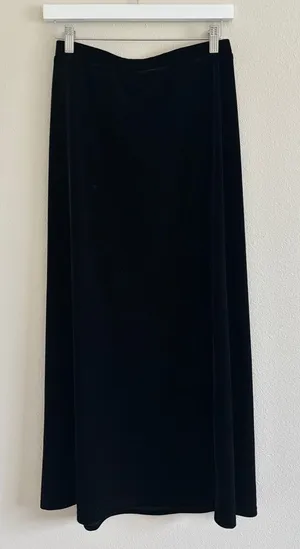 Vintage 90s Velvet Maxi Skirt Womens Medium Black Whimsigoth Grunge Fairy Goth thumbnail 1