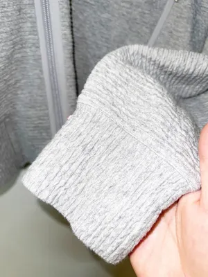 Lululemon On Repeat Heatered Core Light Gray Zip-Up Bomber Jacket thumbnail 3