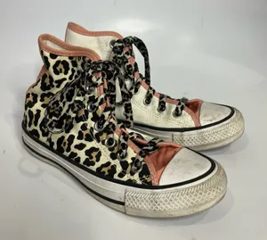 Converse all star‎ animal print color block hightop sneakers women’s size 5 thumbnail 1