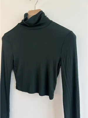 Aritzia Sunday Best Freshman Cropped Turtleneck Green Ribbed Top S thumbnail 9