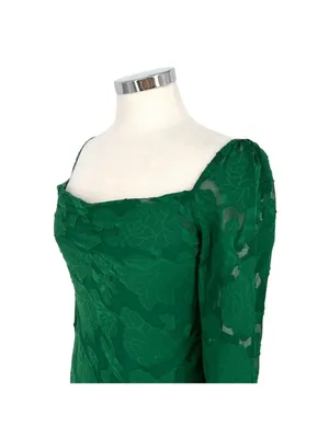 Princess Polly Star Power Green Floral Burnout Long Sleeve Mini Dress Size 2 NWT thumbnail 5