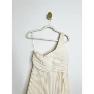 NWT Anthropologie Let Me Be One-Shoulder Pleated Maxi Dress Cream White Medium thumbnail 15