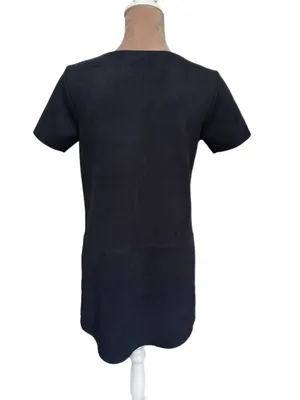 Mackenzie & Me Navy Faux Suede Short Sleeve Dress Womens Size Medium Made in USA thumbnail 6