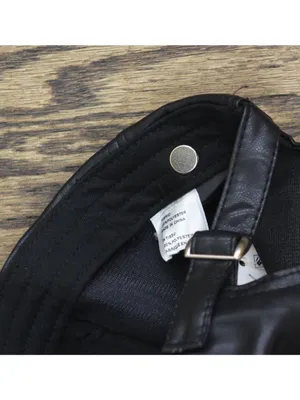 Aqua Vegan Leather Baseball Cap with Adjustable Buckle HT24944 Black thumbnail 6