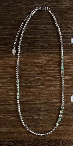 Handmade Asymmetric African Turquoise Heishi Western Pearl Necklace 19 inch thumbnail 2
